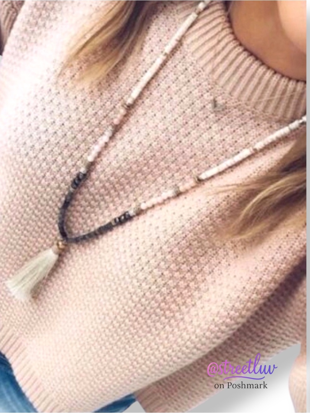Stella & Dot Antonia Tassel Necklace - Blush Beaded